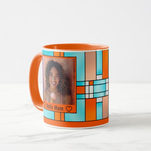 Hallo Moeder Oma Kleurrijke Glas in lood Foto Mok (Voorkant links)