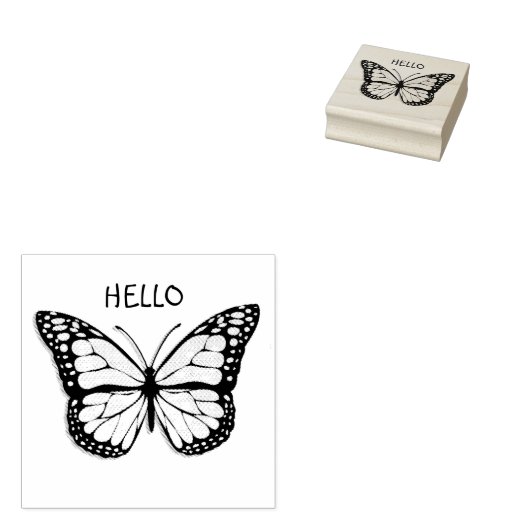 Hallo, monarchvlinder rubberstempel (Gestempeld)