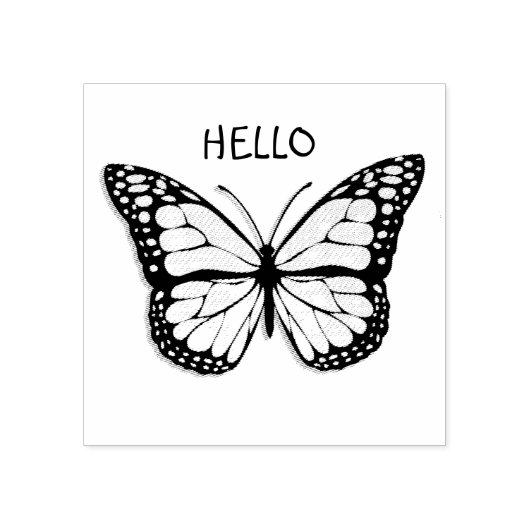 Hallo, monarchvlinder rubberstempel (Afrduk)