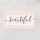hallo Moody Girly Calligraphy Minimal Pink Visitekaartje (Voorkant)