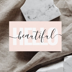 hallo Moody Girly Calligraphy Minimal Pink Visitekaartje