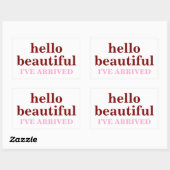 HALLO MOOI AANGEPASTE TEKST EN LOGO STIJLVOL  RECHTHOEKIGE STICKER (Vel)