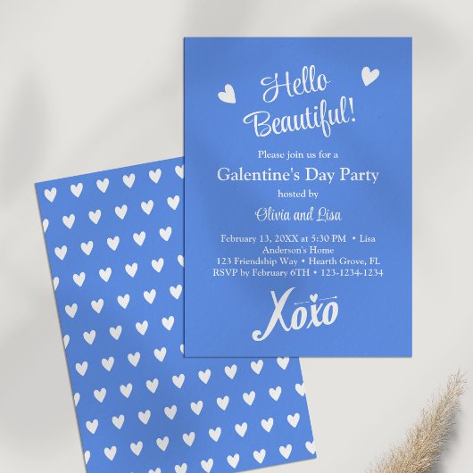 Hallo Mooi! Blue XOXO Galentine's Day Party Kaart
