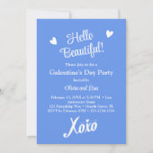 Hallo Mooi! Blue XOXO Galentine's Day Party Kaart (Voorkant)
