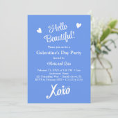 Hallo Mooi! Blue XOXO Galentine's Day Party Kaart (Staand voorkant)