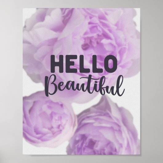 hallo mooi - Citaat - Floral met Paarse tekst Poster (Voorkant)