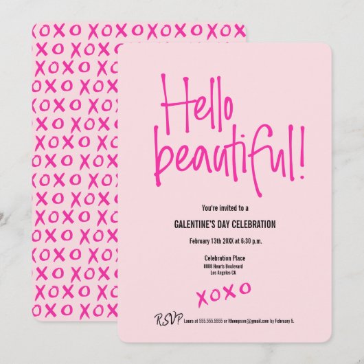 hallo mooi! Galentinedag xoxo roze aangepast Kaart (Voorkant / Achterkant)