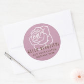 Hallo Mooi - gepersonaliseerde moderne roze roos Ronde Sticker (Envelop)