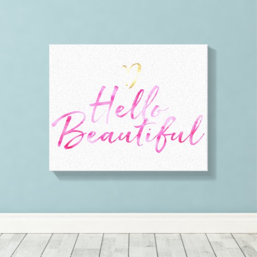 Hallo Mooi met gouden hart Canvas Afdruk (Insitu (Houten vloer))