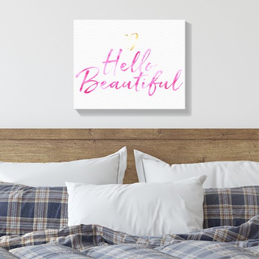 Hallo Mooi met gouden hart Canvas Afdruk (Insitu (Slaapkamer))