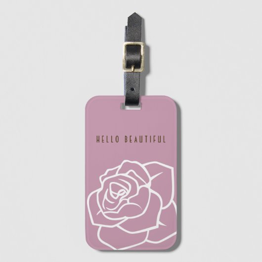 hallo mooi - Modern Chic Roze Rose Bagagelabel (Voorkant (verticaal))