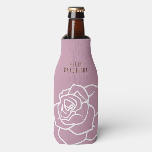 hallo mooi - Modern Chic Roze Rose Flesjeskoeler (Fles Voorkant)