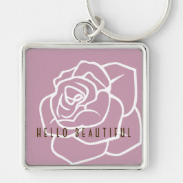 hallo mooi - Modern Chic Roze Rose Sleutelhanger