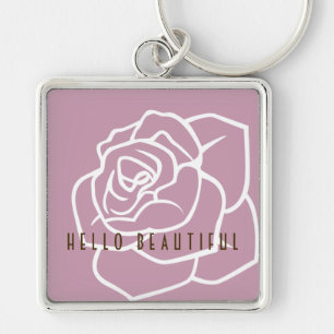 hallo mooi - Modern Chic Roze Rose Sleutelhanger