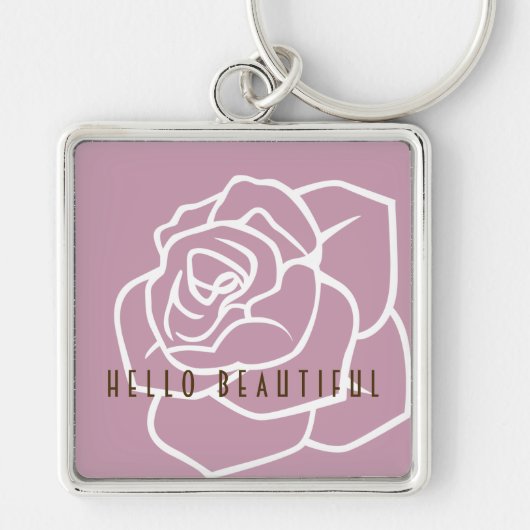hallo mooi - Modern Chic Roze Rose Sleutelhanger (Voorkant)