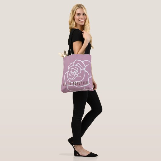 hallo mooi - Modern Chic Roze Rose Tote Bag (Op model)
