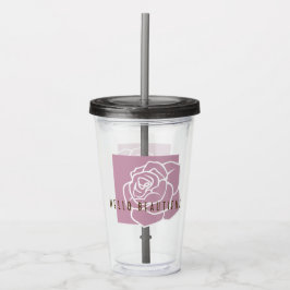 Hallo Mooi - Moderne Chic Bloemige Roze Roos Acryl Drinkbeker