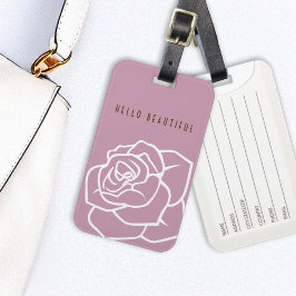 Hallo Mooi - Moderne Chic Roze Roos Bagagelabel