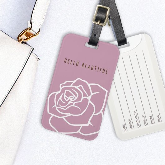 Hallo Mooi - Moderne Chic Roze Roos Bagagelabel