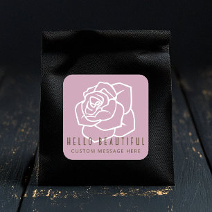 Hallo Mooi - moderne retro roze roos Vierkante Sticker