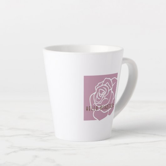 hallo mooi - Moderne Roze Roze Roze Latte Mok (Rechterhoek)