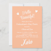 Hallo Mooi! Peach XOXO Galentine's Day Party Kaart (Voorkant)