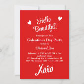 Hallo Mooi! Red XOXO Galentine's Day Party Kaart (Voorkant)