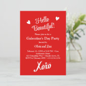 Hallo Mooi! Red XOXO Galentine's Day Party Kaart (Staand voorkant)
