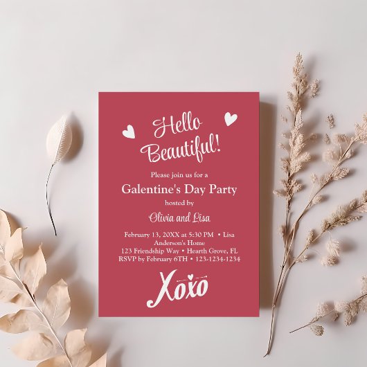 Hallo Mooi! Roze XOXO Galentine's Day Party Kaart