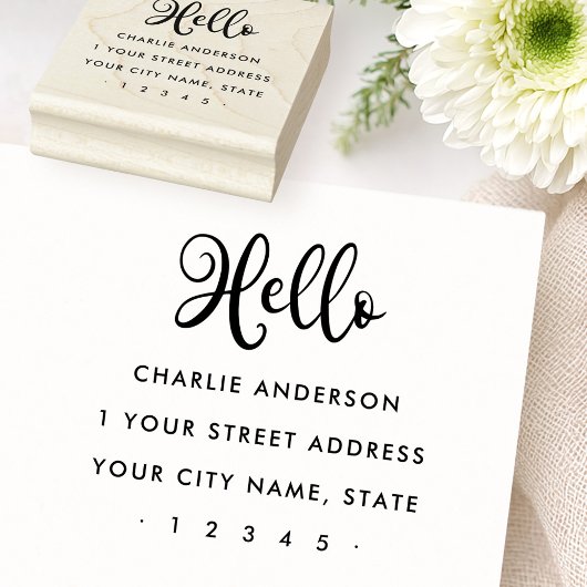 Hallo, mooi script modern minimalistisch retouradr rubberstempel