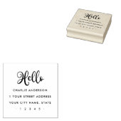 Hallo, mooi script modern minimalistisch retouradr rubberstempel (Gestempeld)