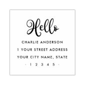 Hallo, mooi script modern minimalistisch retouradr rubberstempel (Afrduk)