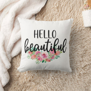 Hallo Mooie Aquarel Rozen Typografie Chic Kussen