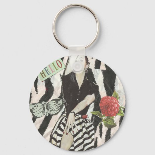 hallo mooie B&W! Button Sleutelhanger (Voorkant)