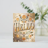 Hallo, mooie bloemendesign, briefkaart (Staand voorkant)