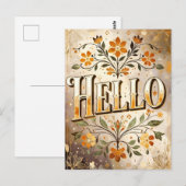 Hallo, mooie bloemendesign, briefkaart (Voorkant / Achterkant)