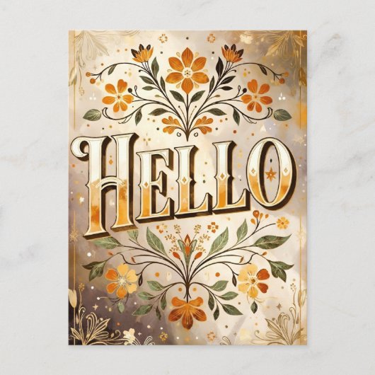 Hallo, mooie bloemendesign, briefkaart (Voorkant)