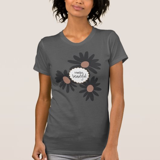 Hallo Mooie Daisies Zwart Roze Bloemen T-shirt (Voorkant)