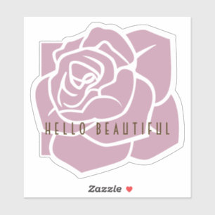 Hallo Mooie - Eenvoudige Moderne Bloem Roze Roos Sticker