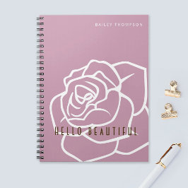 Hallo Mooie - Eenvoudige Moderne Roze Roos Bloem Notitieboek