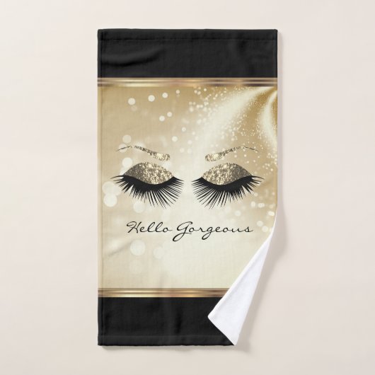 hallo - Mooie Eyelashes - Goud Bad Handdoek (Handdoek)