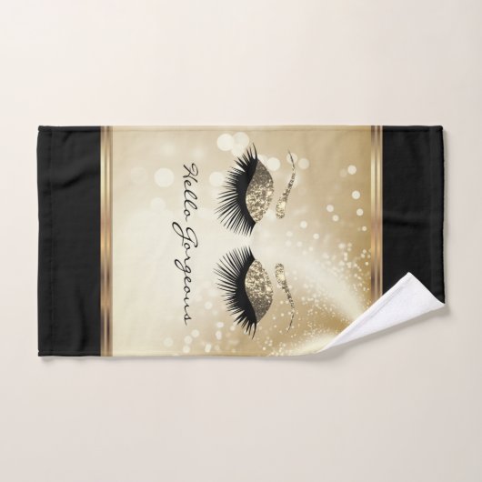 hallo - Mooie Eyelashes - Goud Bad Handdoek (Handdoek)