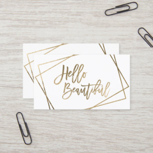 hallo mooie faux gouden script geometrisch wit visitekaartje