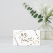 hallo mooie faux gouden script geometrisch wit visitekaartje (Staand voorkant)