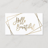 hallo mooie faux gouden script geometrisch wit visitekaartje (Voorkant)