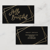 hallo mooie faux gouden script geometrisch zwart visitekaartje (Voorkant / Achterkant)