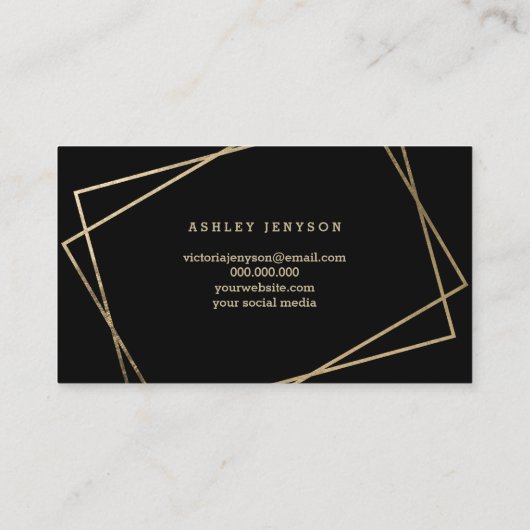 hallo mooie faux gouden script geometrisch zwart visitekaartje (Achterkant)