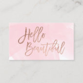 hallo mooie faux roos gouchic script roze visitekaartje (Voorkant)