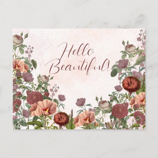 Hallo Mooie Floral Botanische Waterverf Boho Briefkaart (Voorkant)