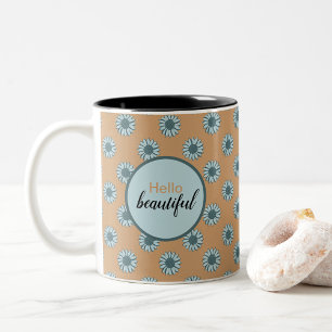 Hallo mooie Flores Oranje Blauwe Zonnebloem Stippe Tweekleurige Koffiemok
